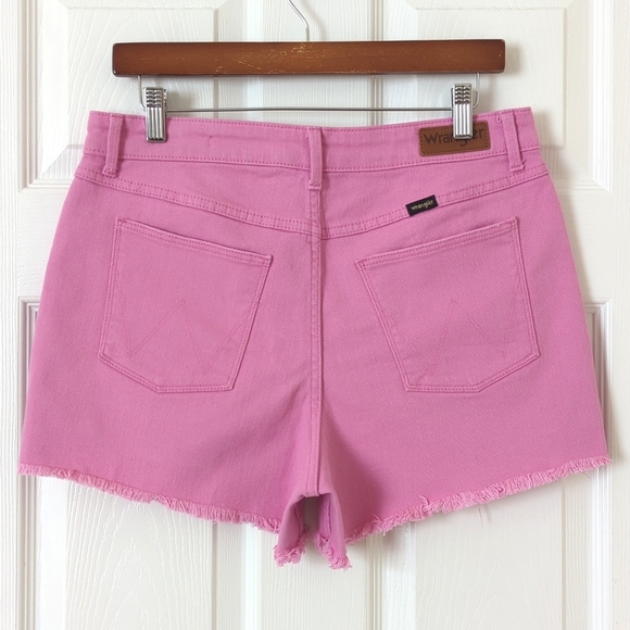 Wrangler Classic Vintage Inspired High Waisted Cut Off Jean Shorts Berry Pink 10 - Picture 9 of 12